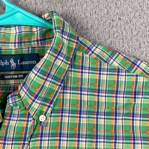 Ralph Lauren Classic Fit Button Down Shirt Men's Large Green Plaid Preppy Causal - Picture 7 of 11
